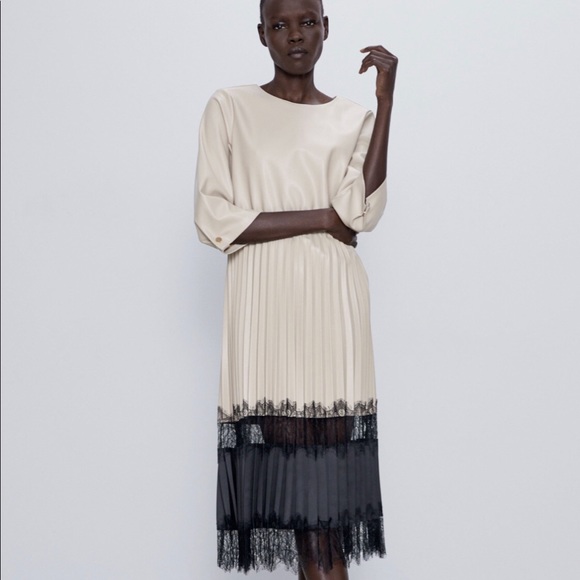 Zara Contrasting Faux Leather Dress 